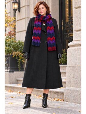 NWT Chou Yatou Womens XXL Black Long Double Breasted Shawl Collar Coat